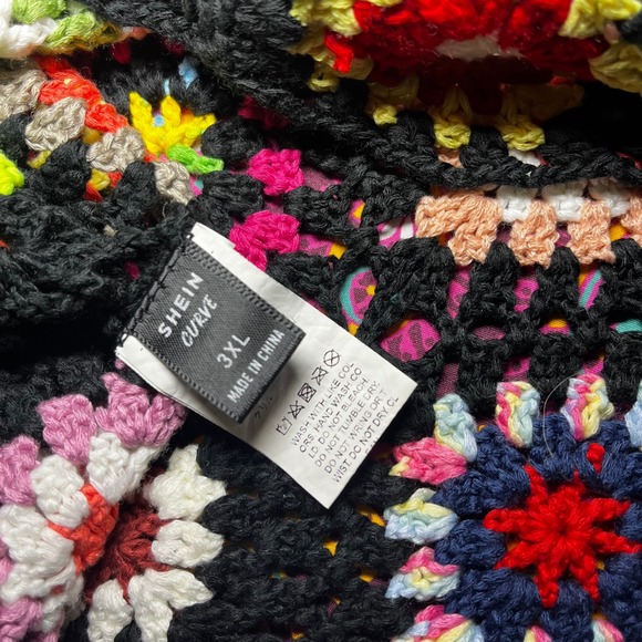 Crochet Granny Square Crop‎ Top Multi Color Boho Festival Sleeveless Tank 3XL - Picture 4 of 5